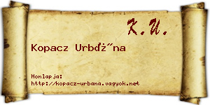 Kopacz Urbána névjegykártya